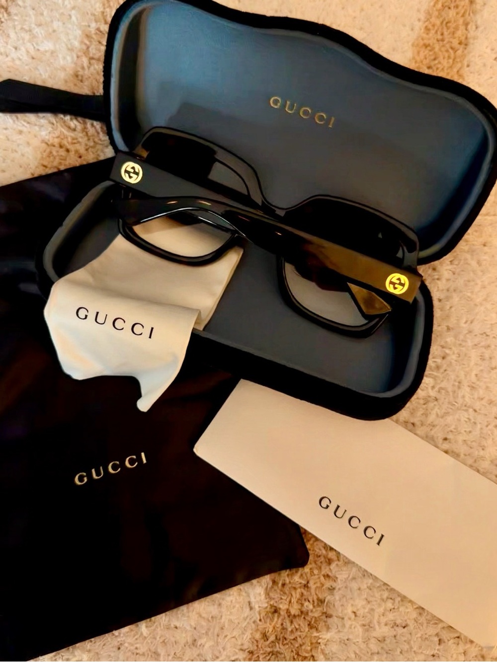 Authentic Gucci Dark Brown tortoise shell Oversized Sunglasses
